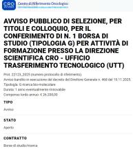 AVVISO PUBBLICO DI SELEZIONE, PER TITOLI E COLLOQUIO